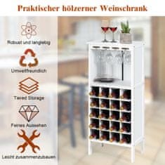 Costway Lesen regal za shranjevanje steklenic in kozarcev za vino, 20 steklenic, bel