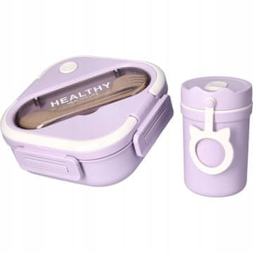 Škatla za malico 1300 ml + skodelica 330 ml VIJOLIČNA (19*19*7 cm+12*7,5 cm)