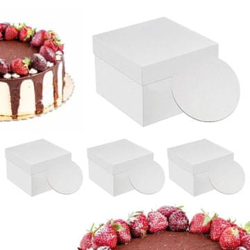 Northix Kvadratne škatle za torte s pokrovi in podstavki za torte