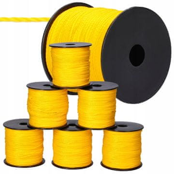 6x Zidarska vrvica 100 m x 2 mm RUMENA