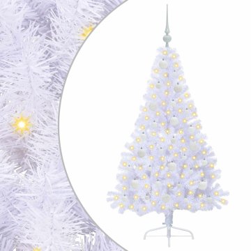 Vidaxl Umestno božično drevo med 150 LED Bela 150 cm PVC in jeklo