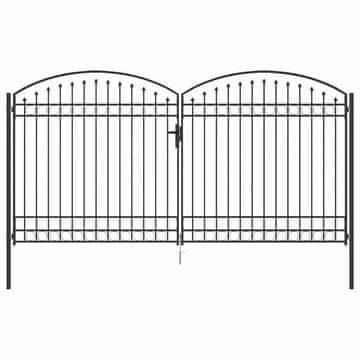 Vidaxl Ograjna vrata ASSEN 401 x 250 cm Jeklo Siva Zaklenljivo