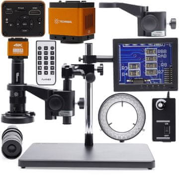shumee Digitalni mikroskop 10A - solo + nastavljiva 60XLED osvetlitev + kamera + "Orange PRO 4K" + 8-palčni zaslon + 10A ročica