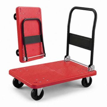 Northix Zložljiv voziček s platformo, nosilnost 300 kg – rdeč