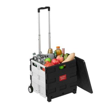 Northix Zložljiv nakupovalni voziček, prostornina 50 l, bel