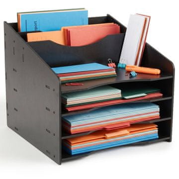 Northix Sortiner za dokumente A4, 6 predelkov, MDF, črne barve