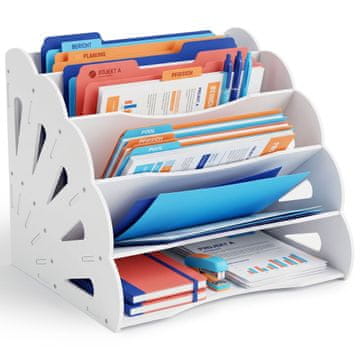 Northix Organizator za pisanje A4 MDF, 5 predelkov - bel