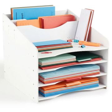 Northix Sortiner za dokumente A4 s 6 predelki – bel MDF