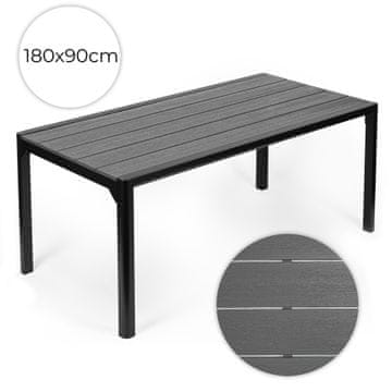 Northix Vrtna miza Polywood za 8 oseb, 180×90 cm, siva