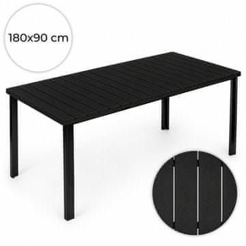 Northix Velika vrtna miza za 8 oseb, 180 × 90 cm, črna HDPE