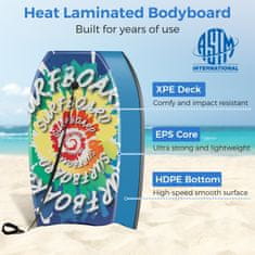 Northix Bodyboard Boogie Board 89–104 cm, EPS jedro, zapestni pas