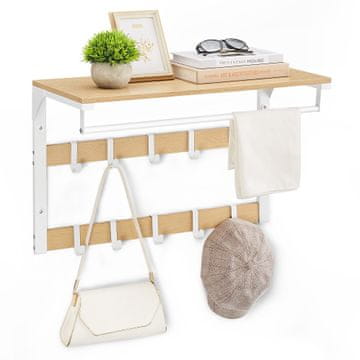 Songmics Stenski obešalnik za plašče 30x65x42 cm, bel