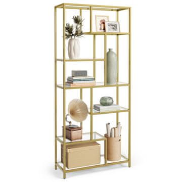 Songmics Knižna omara 30x80x180 cm zlata