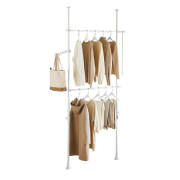 SoBuy Obešalnik za oblačila, teleskopsko nastavljiva odprta garderoba, 75–126x200–295 cm, bela