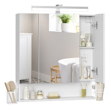 Songmics Kopalniška omarica, omarica z ogledalom, 70x16.5x75 cm, bela