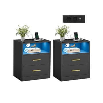 Songmics Set nočnih omaric 2 kosa 35x40.1x50.2 cm Črna