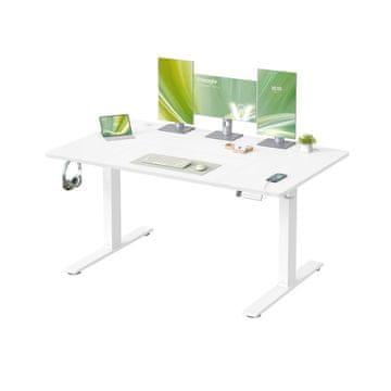 Songmics Višinasto nastavljiva pisalna miza 140x80x72-120 cm bela