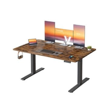 Songmics Višinasto nastavljiva pisalna miza 140x80x72-120 cm rjava