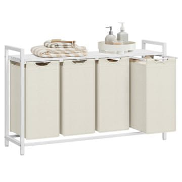 Songmics Košara za perilo s 3 snemljivimi vrečami 116x33x72 cm bela