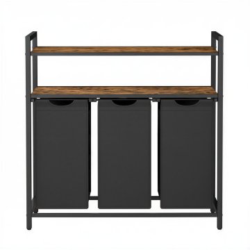 Songmics Košara za perilo, 2 predelka, 73x33x91 cm, rjava
