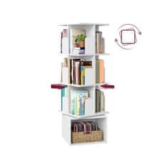 Songmics Vrteči se knjižni regal 40x40x124.6 cm, bel