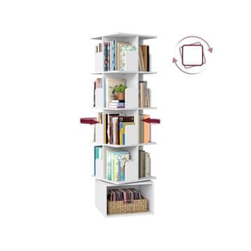 Songmics Vrteči se knjižni regal 40x40x124.6 cm, bel