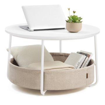Songmics Klubska mizica, 75x75x45 cm, bela, s shrambo