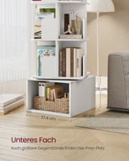 Songmics Vrteči se knjižni regal 40x40x124.6 cm, bel