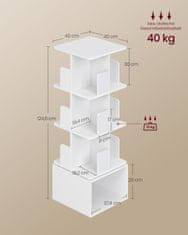 Songmics Vrteči se knjižni regal 40x40x124.6 cm, bel