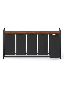 Songmics Košara za perilo z 2 predeloma 143.5x33x72 cm rjava