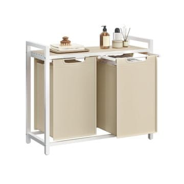 Songmics Košara za perilo 2 snemljivi vreči 73x33x72 cm bež