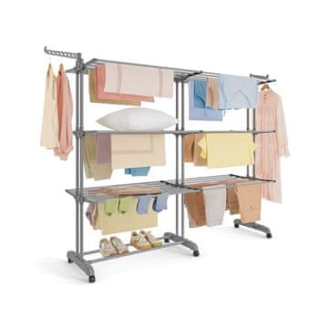 Songmics Stojalo za sušenje oblačil 63.5x128x173 cm sivo