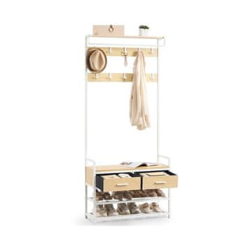 Songmics Stojalo za plašče z klopjo za čevlje 30x80.4x181.6 cm rjavo