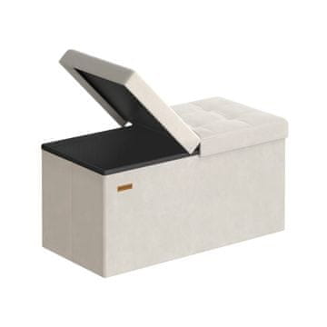 Songmics Shranjevalna klop 38x76x38 cm Bela žamet