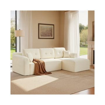 Songmics Kotna zofa postelja 150x244x73 cm bela