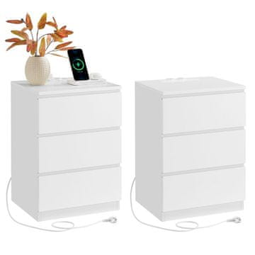 Songmics Komplet nočnih omaric 2 kosa 40x35x59 cm bela