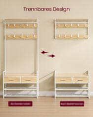 Songmics Stojalo za plašče z klopjo za čevlje 30x80.4x181.6 cm rjavo