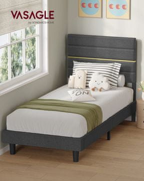 Songmics Posteljni okvir 202x90x110 cm Siva