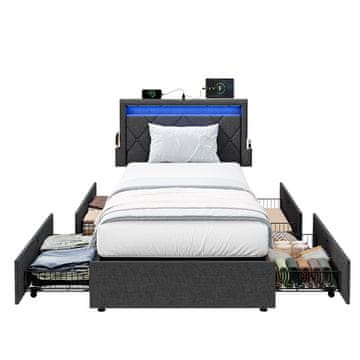 Songmics Posteljni okvir 160x200 cm Siva