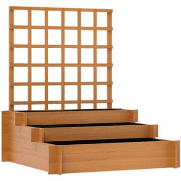 Homestar Dvignjeno vrtno gredico 3-nivojski cvetlični lonec s trtno mrežo 95x95x110 cm rjave barve
