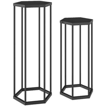 Homestar Set stojal za rastline, šestkotni kovinski držali za lončke, 31x27x75 cm, črna