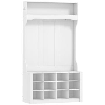 Homestar Viseča obešalna stena za hodnik z klopjo in predali za čevlje 100x35x172,2 cm bela