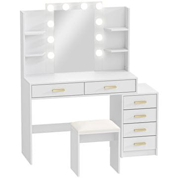 Homestar Toaletna mizica z ogledalom in stolčkom 120x40x140 cm bela