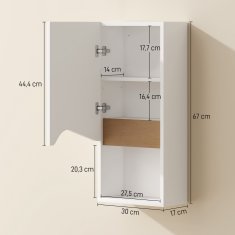 Homestar Kopalniška viseča omarica 30x17x67 cm bela