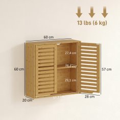 Homestar Kopalniška viseča omarica 60x20x60 cm naravno leseno