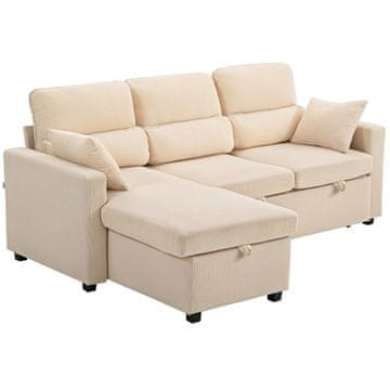 Homestar Sofa postelja v obliki črke L z shranjevanjem 205x135x76 cm bež