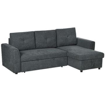 Homestar Sofa postelja z ležalnikom 232x141x85 cm temno siva