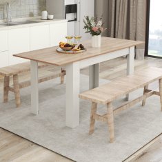 Costway Raztegljiva jedilna miza 158x70x76 cm bela