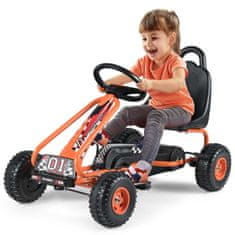 Costway Otroški gokart z nastavljivim sedežem in ročno zavoro oranžen