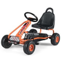 Costway Otroški gokart z nastavljivim sedežem in ročno zavoro oranžen